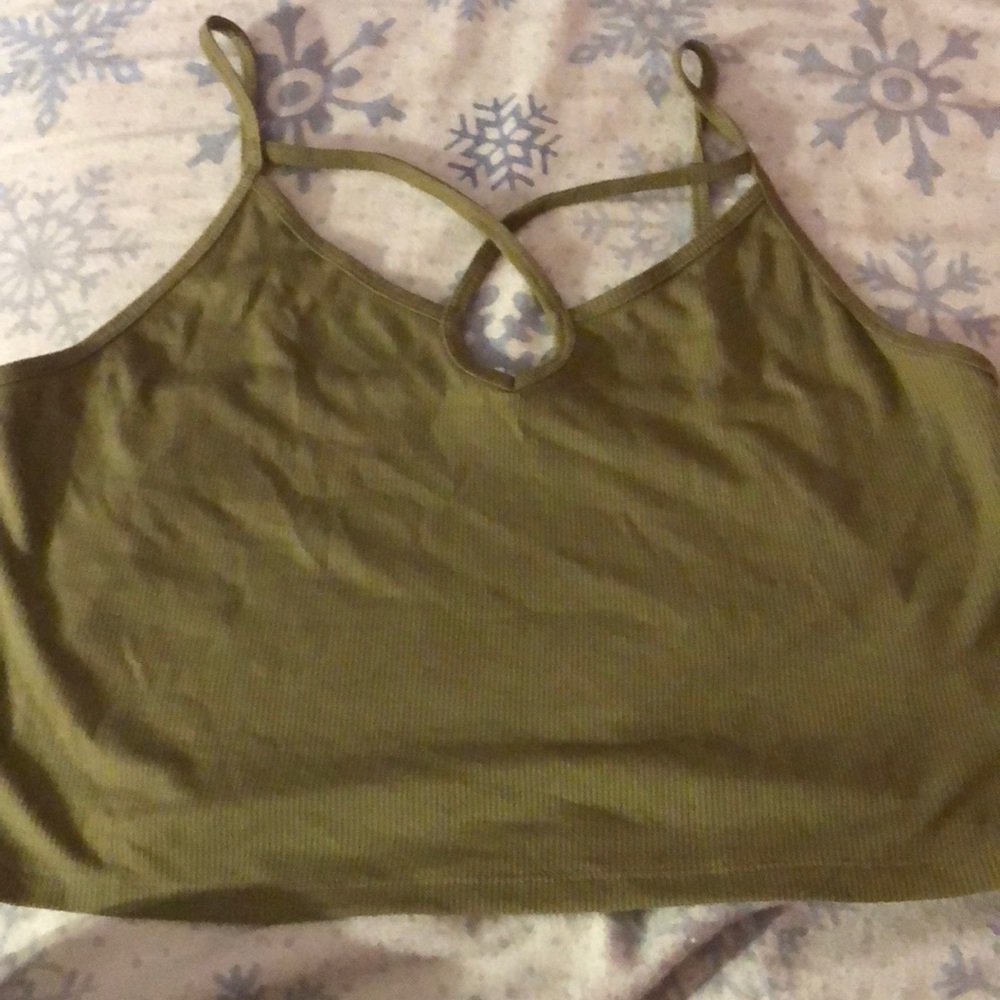 Green Criss Crossed Crop Top